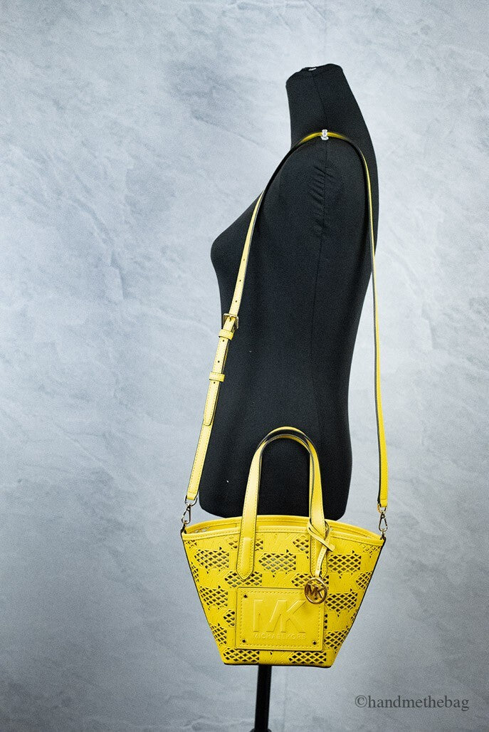 Michael Kors Kimber Small Daffodil Leather 2-In-1 Zip Tote Messenger Bag Purse - ventzia