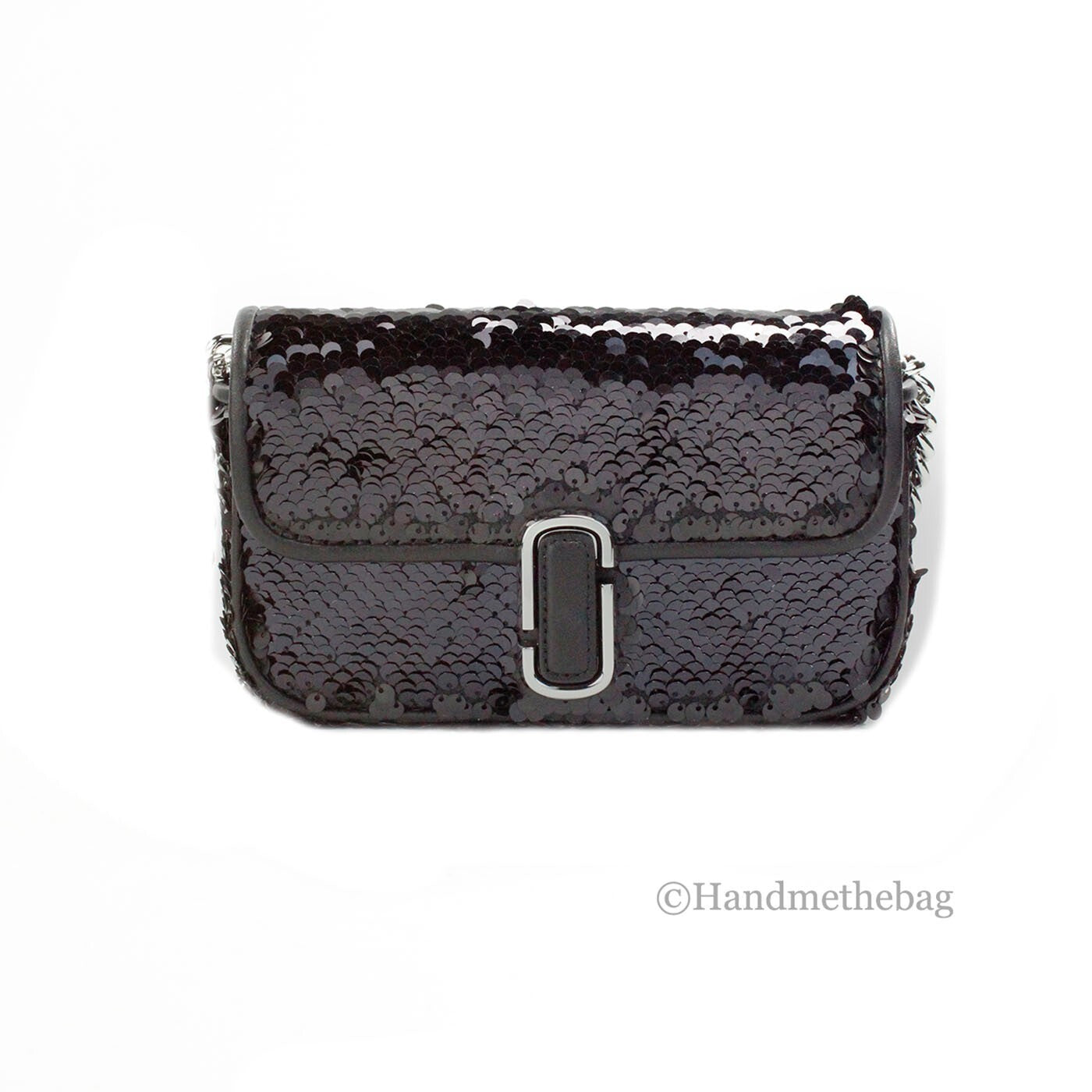 Marc Jacobs The Mini J Marc Shoulder Bag Black Sequined Crossbody Bag - ventzia