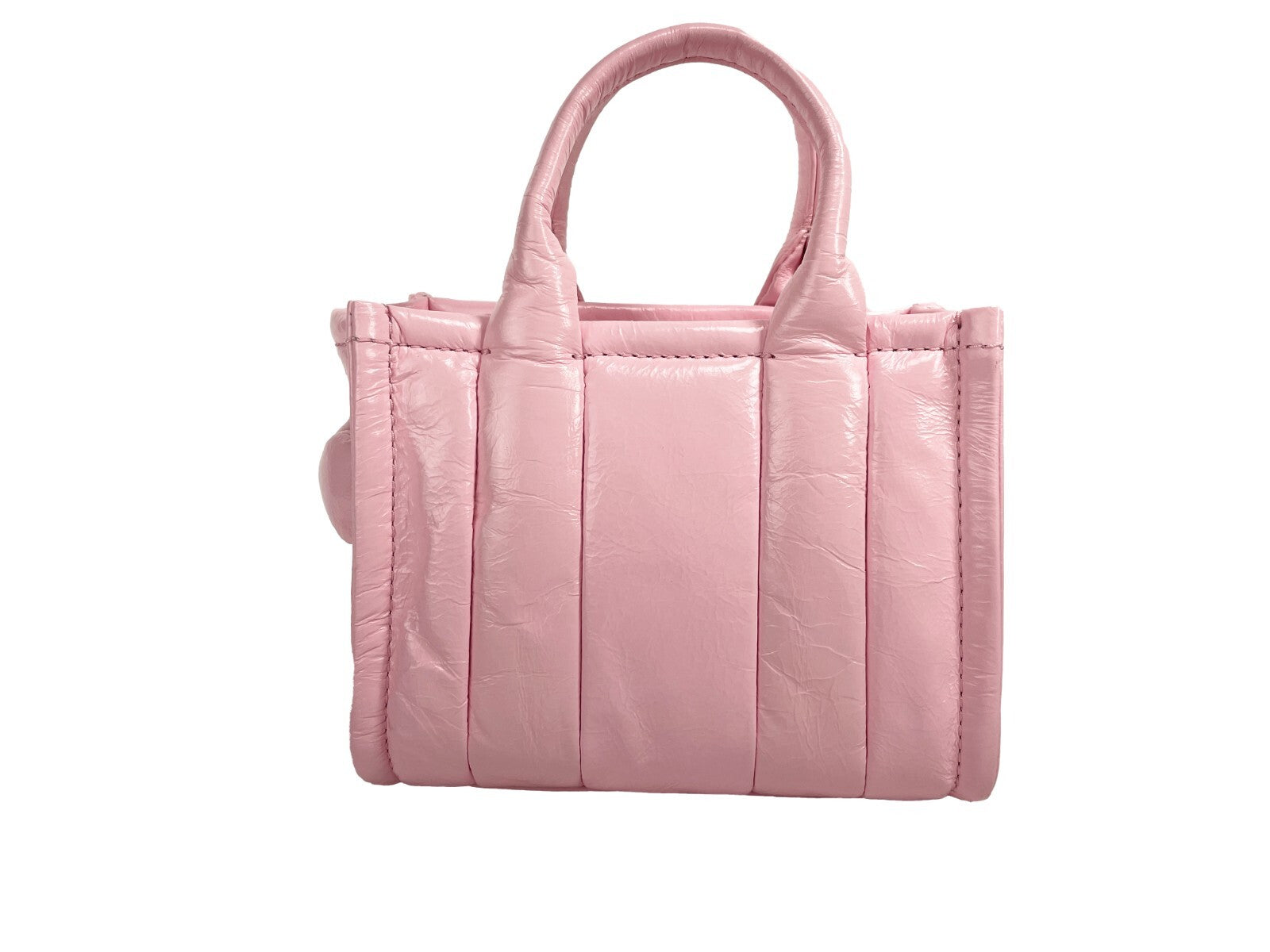 Marc Jacobs The Shiny Crinkle Micro Tote Bubblegum Leather Crossbody - ventzia