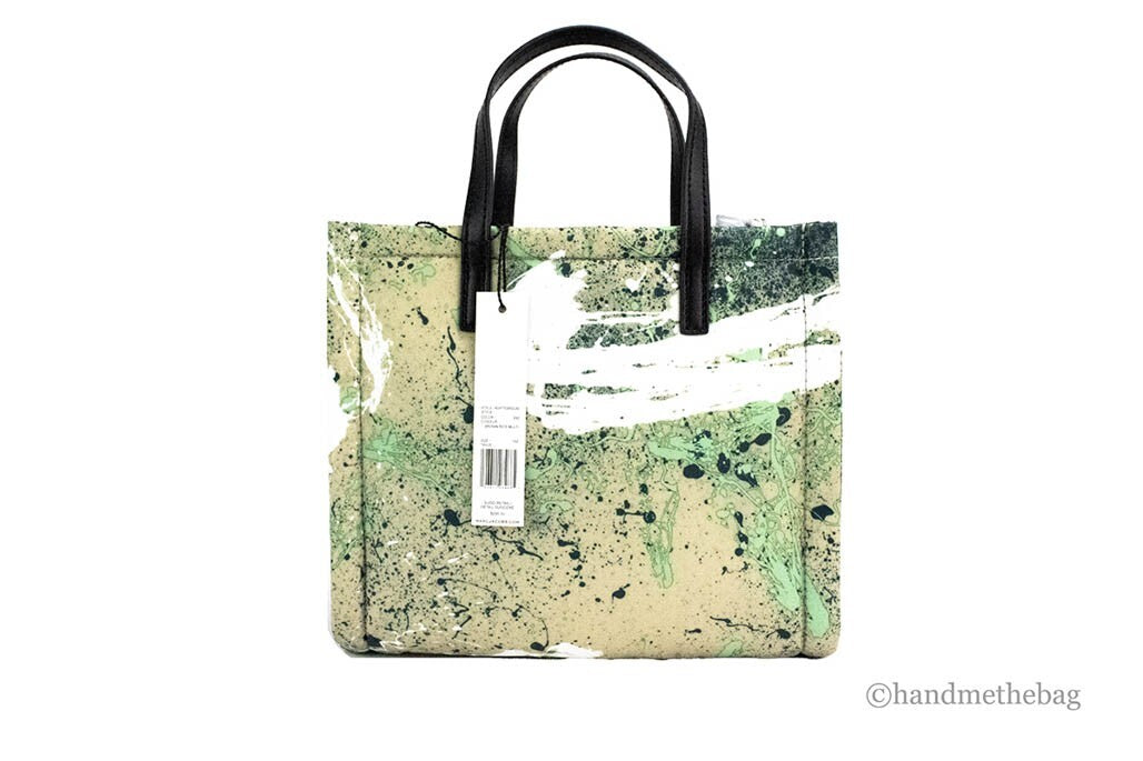 Marc Jacobs Mini Green Multi Splatter Paint Print Nylon Crossbody Tote Handbag - ventzia