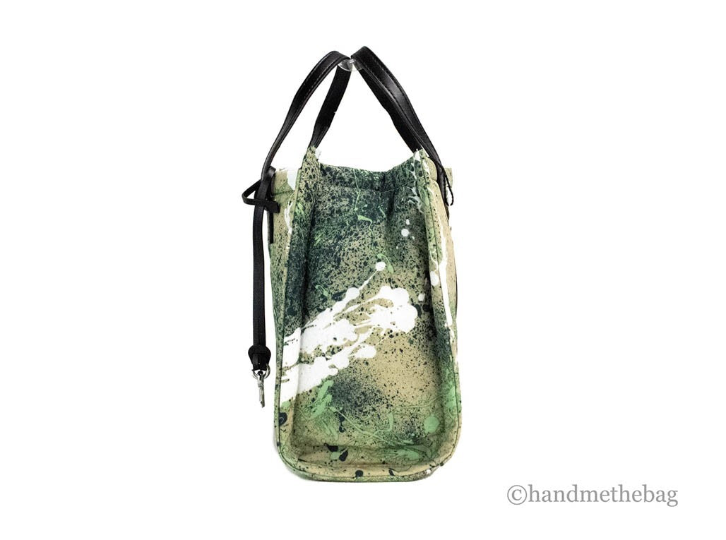 Marc Jacobs Mini Green Multi Splatter Paint Print Nylon Crossbody Tote Handbag - ventzia