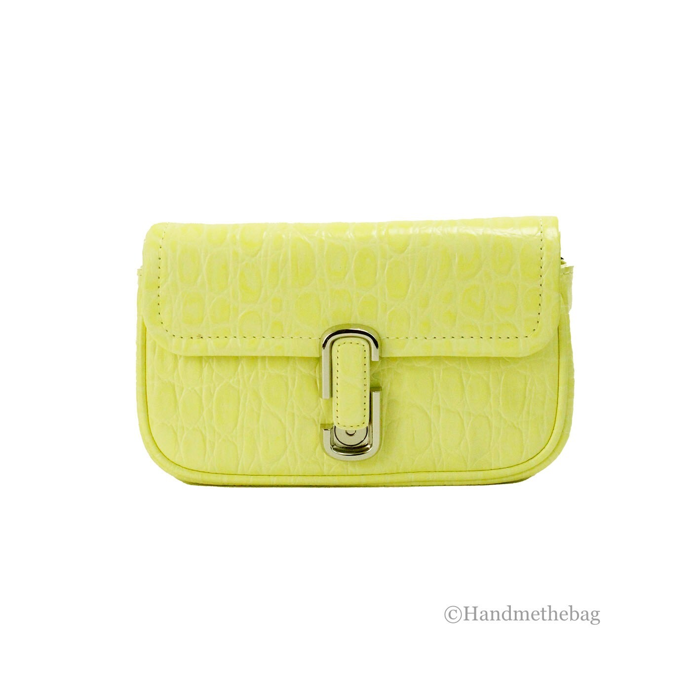Marc Jacobs The Mini Shoulder Bag Yellow Embossed Leather Crossbody Bag - ventzia