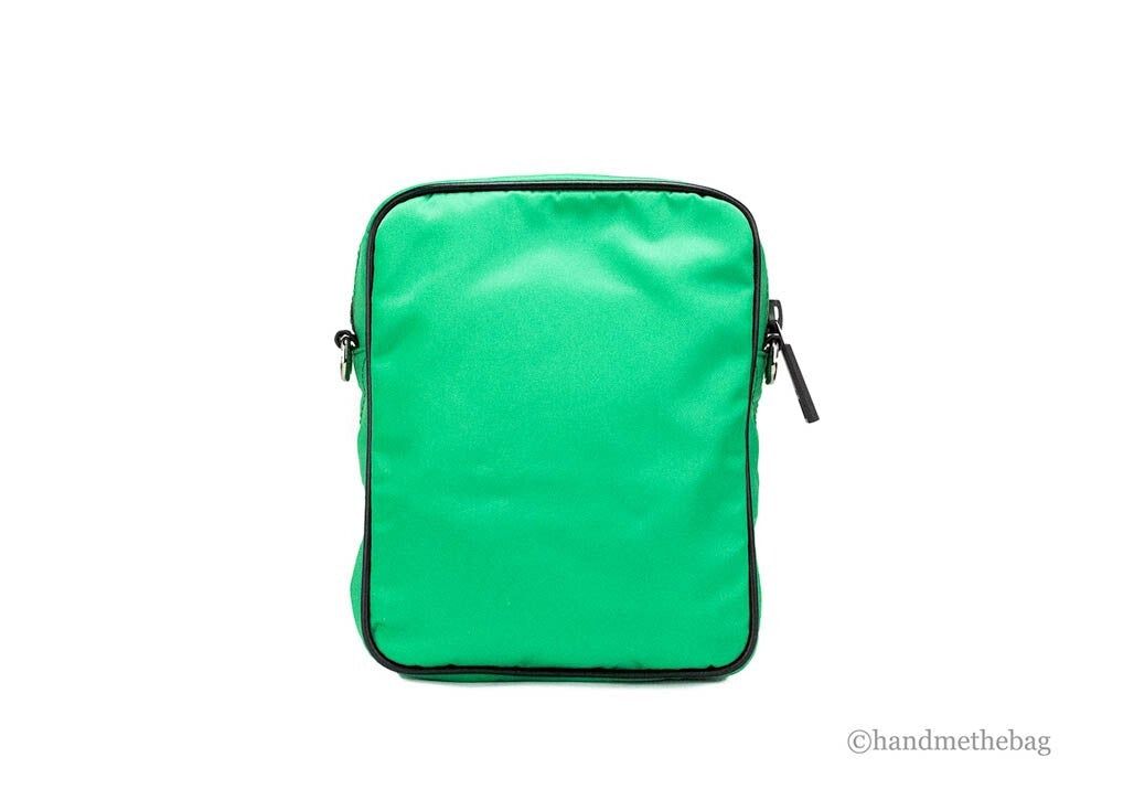Versace Small Bright Green Nylon Fabric Medusa Crossbody Messenger Bag Purse - ventzia
