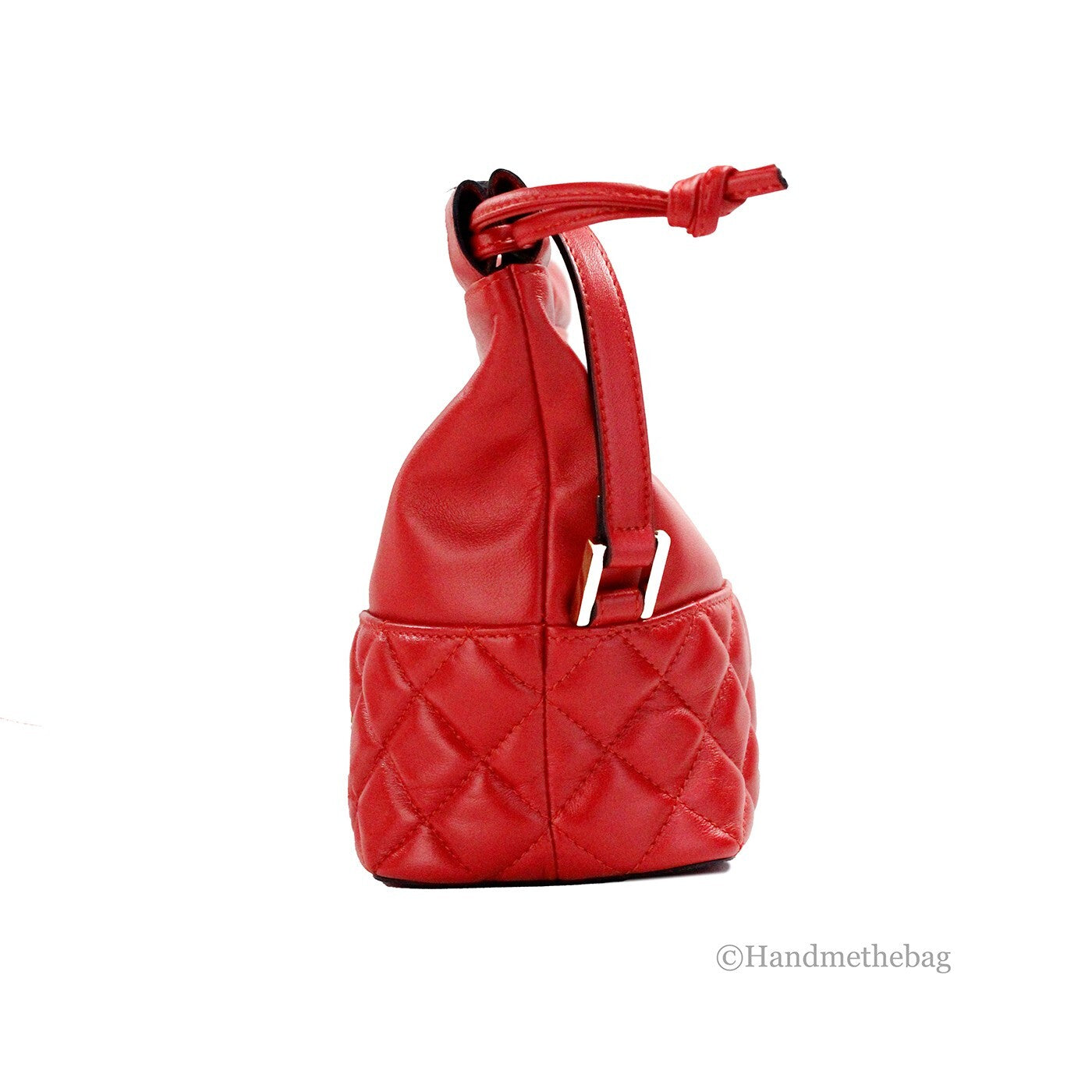 Versace Red Quilted Leather Drawstring Shoulder Bag Bucket Crossbody Handbag - ventzia