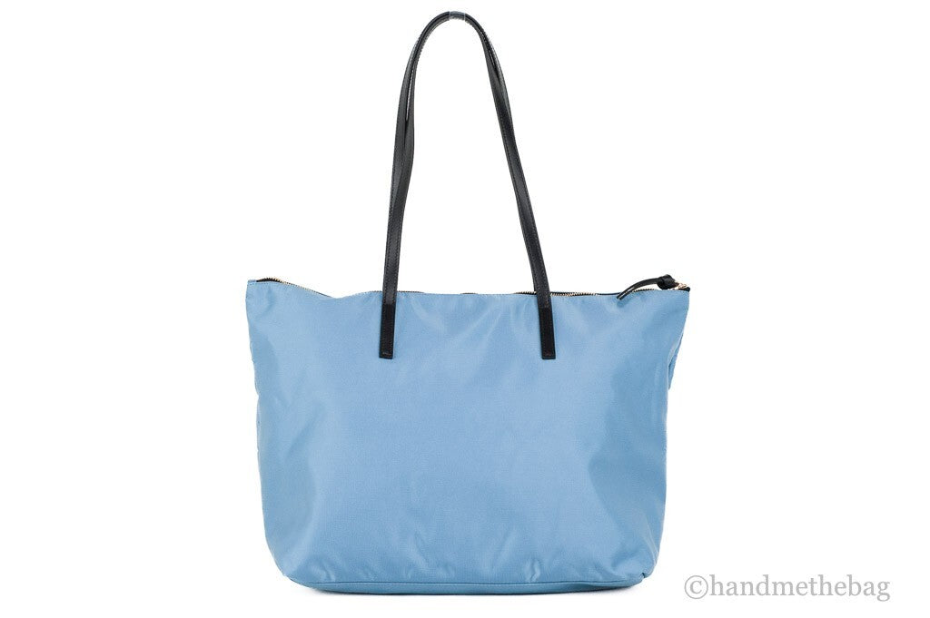 Versace Portuna Medusa Medium Cornflower Blue Nylon Leather Tote Bag Purse - ventzia