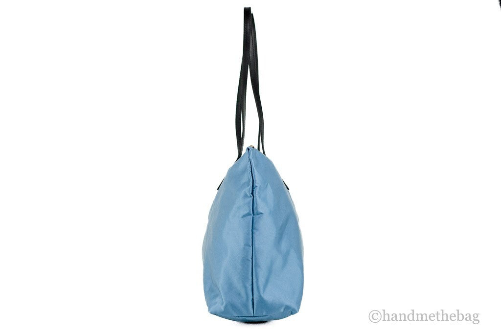 Versace Portuna Medusa Medium Cornflower Blue Nylon Leather Tote Bag Purse - ventzia