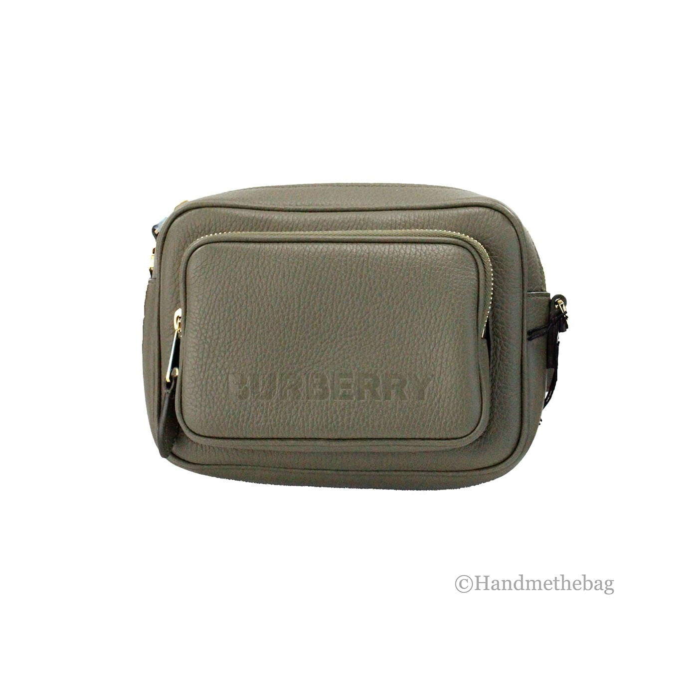 Burberry Small Branded Dark Fern Green Grainy Leather Camera Crossbody Bag - ventzia