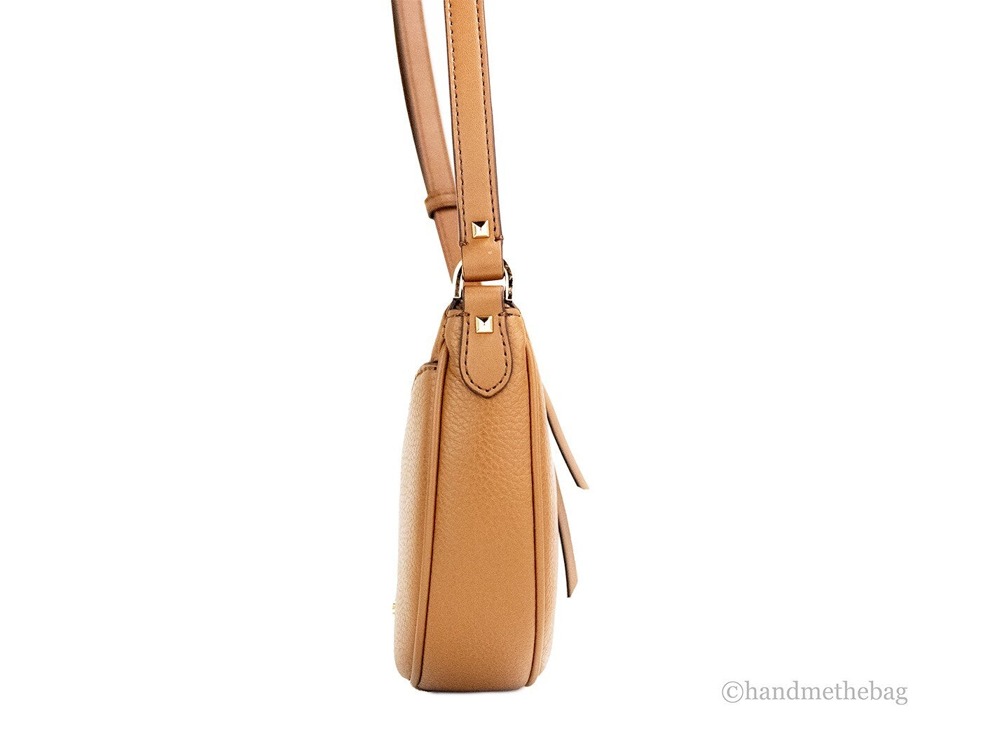 Michael Kors Dover Small Luggage Pebbled Leather Half Moon Crossbody Bag Purse - ventzia