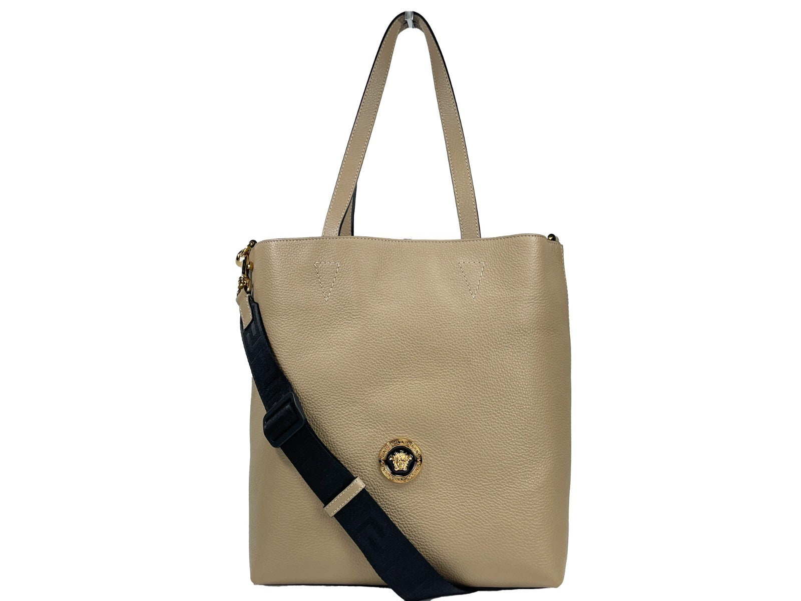 Versace Medusa Large Leather Tote Bag With Pouch - ventzia
