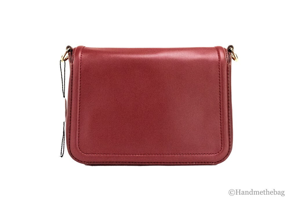 Marc Jacobs Medium Metal Signet Syrah Smooth Leather Flap Crossbody Purse Bag - ventzia