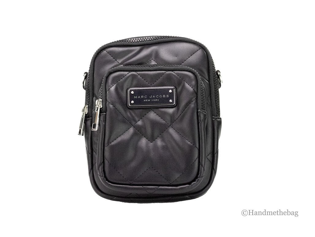 Marc Jacobs Pillow Small Black Quilted Smooth Leather Crossbody Handbag Purse - ventzia