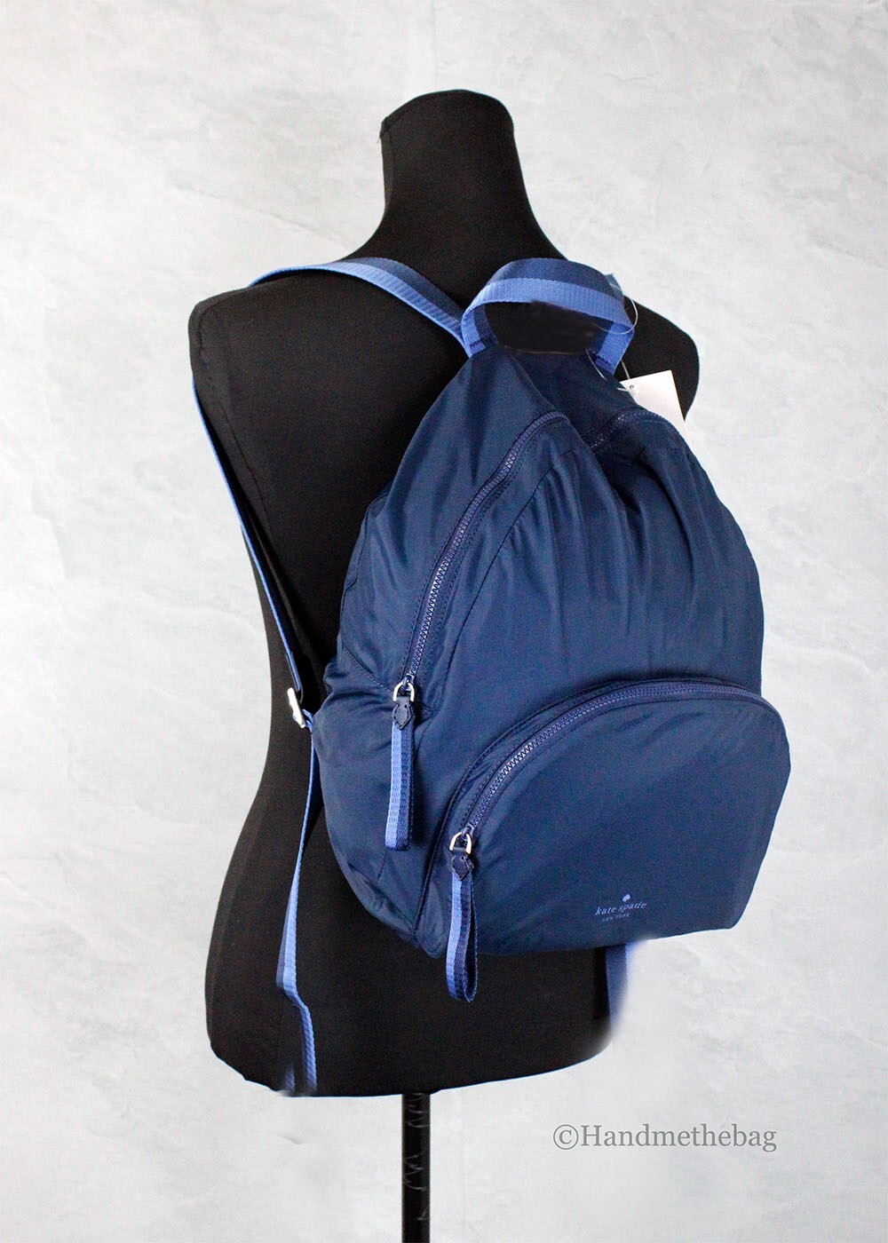 Kate Spade Arya Medium Nylon Nightcap Blue Packable Backpack BookBag Bag - ventzia
