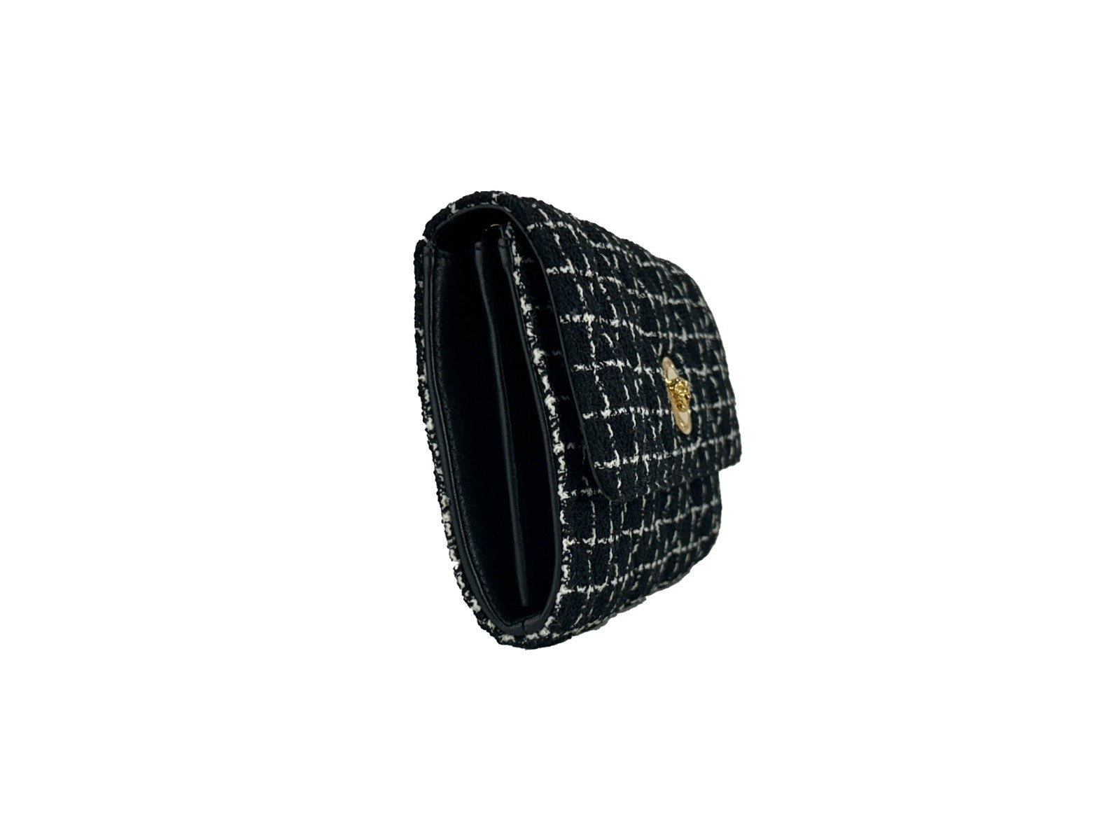Versace Wallet On A Chain Fabric Black Crossbody Bag - ventzia