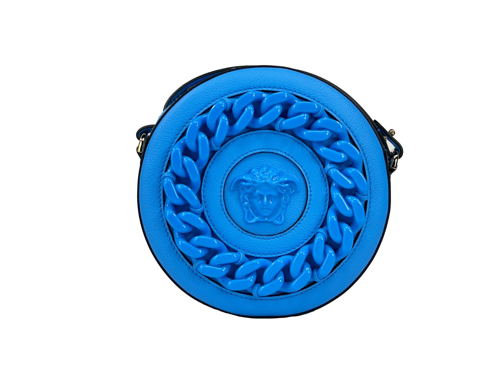 Versace Round Disco Leather Camera Case Crossbody Bag - ventzia