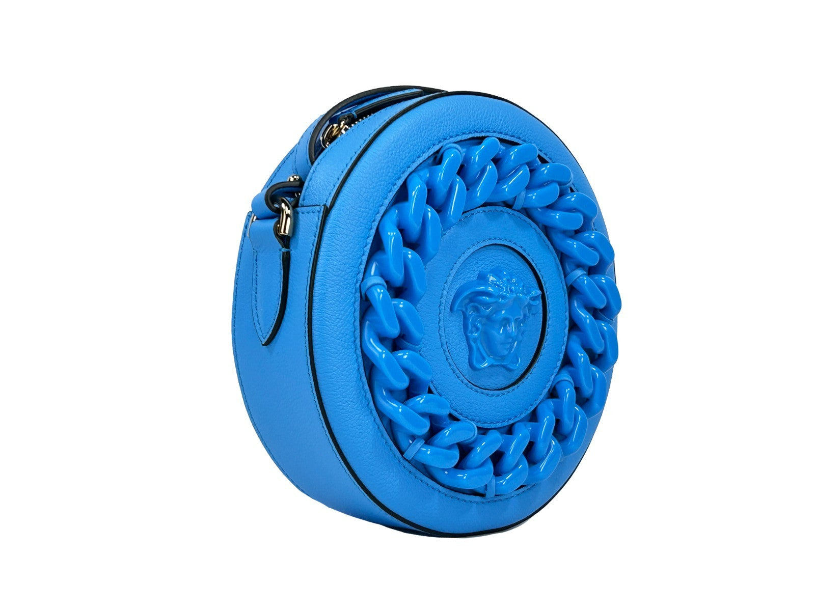 Versace Round Disco Leather Camera Case Crossbody Bag - ventzia