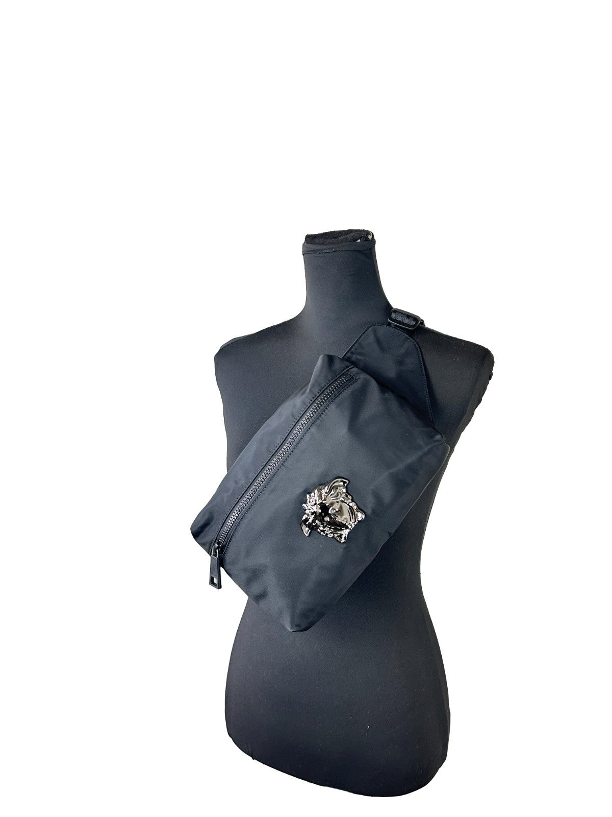 Versace Medusa Black Nylon Belt Bag Waist Fanny Pack Purse - ventzia