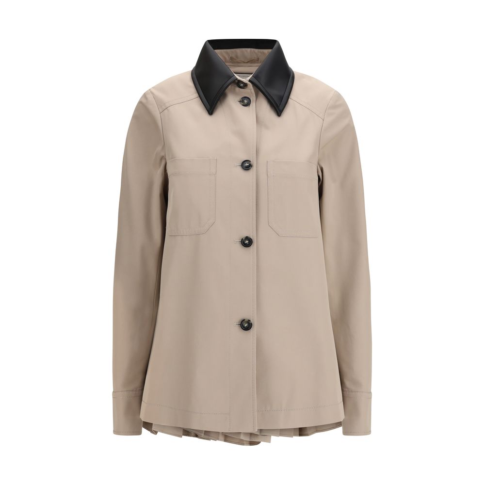 Beige Polyester Trench Coat - ventzia