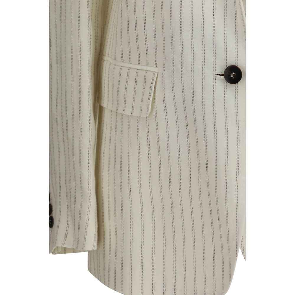 Beige Linen Blazer - ventzia