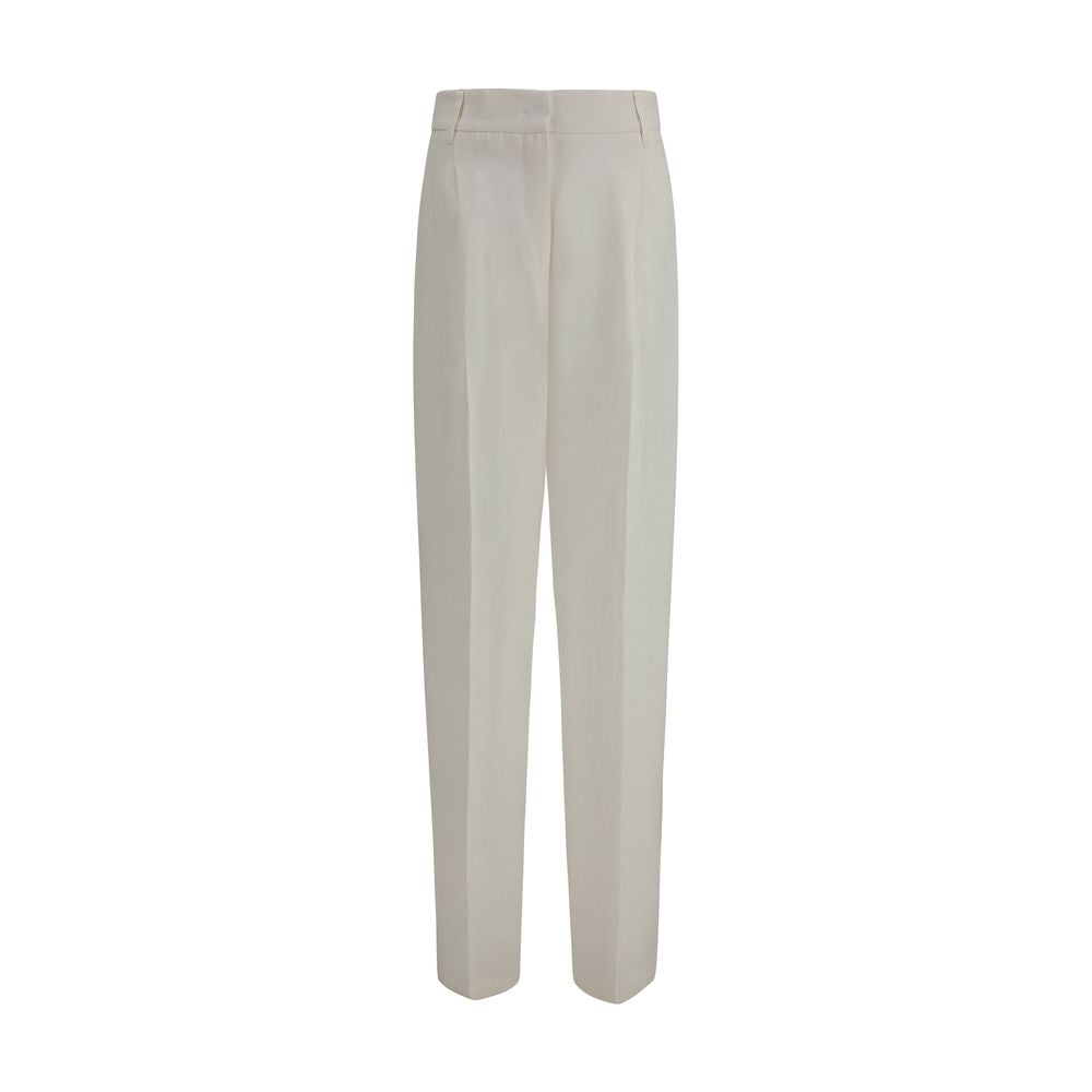 White Linen Casual Pants - ventzia