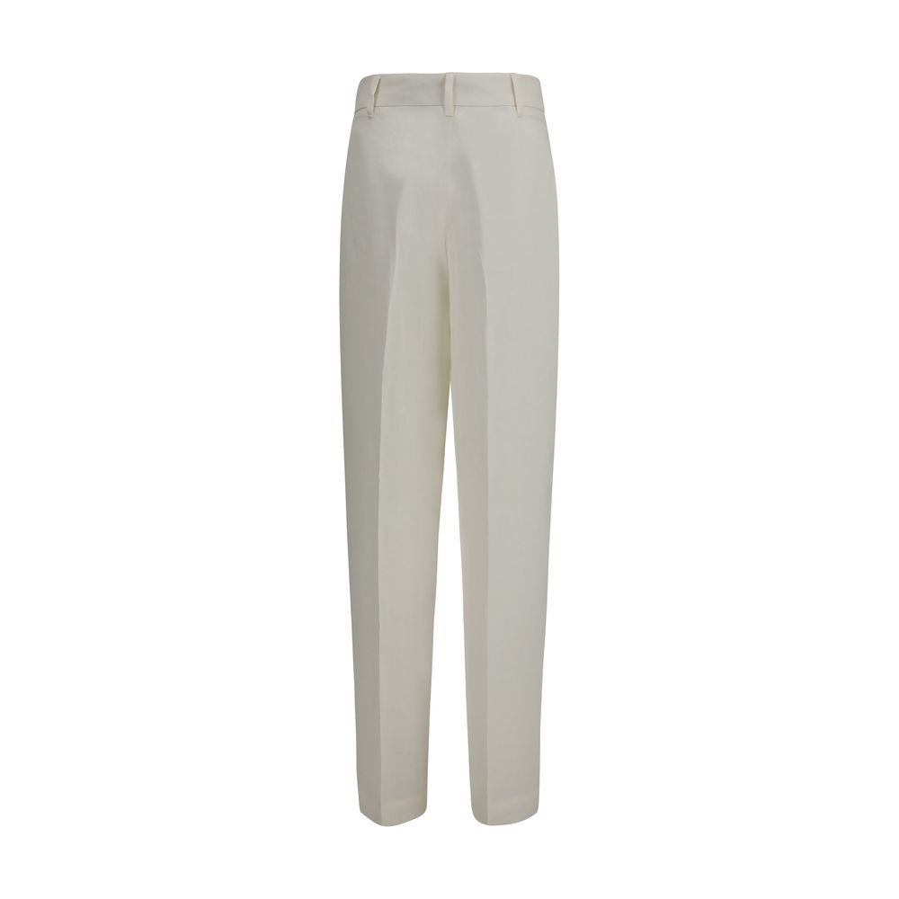 White Linen Casual Pants - ventzia