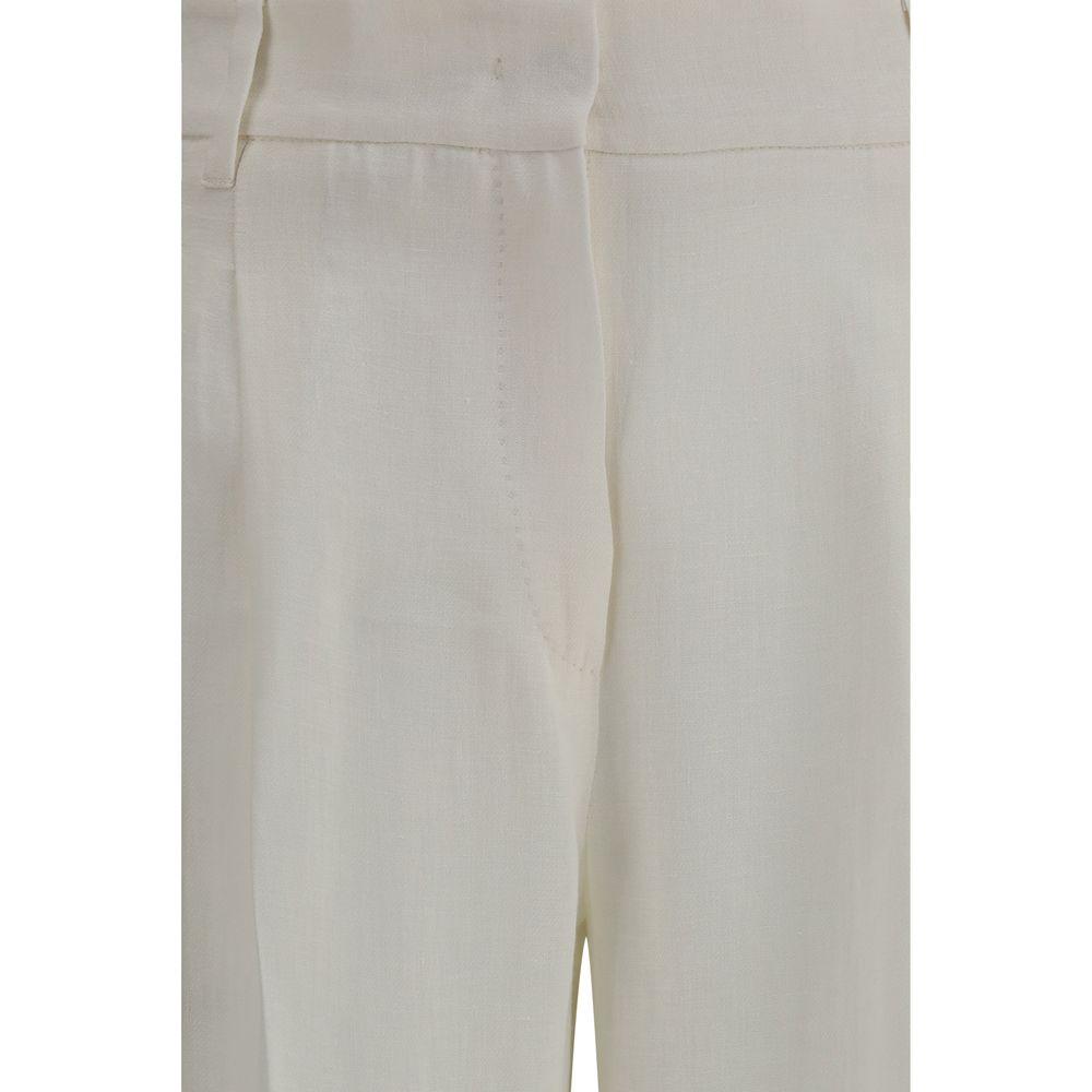 White Linen Casual Pants - ventzia