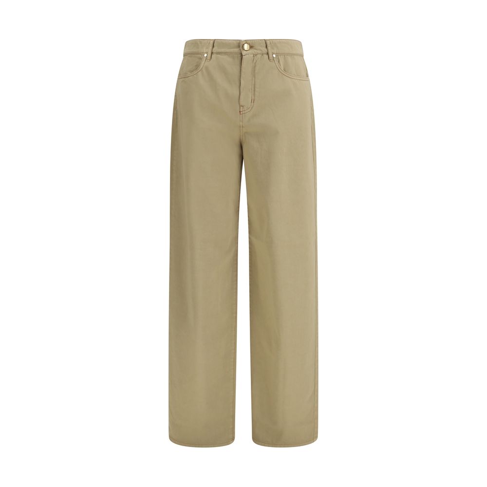 Beige Cotton Casual Pants - ventzia