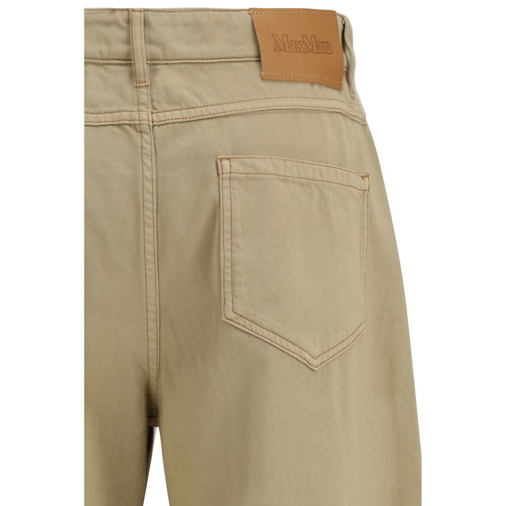 Beige Cotton Casual Pants - ventzia
