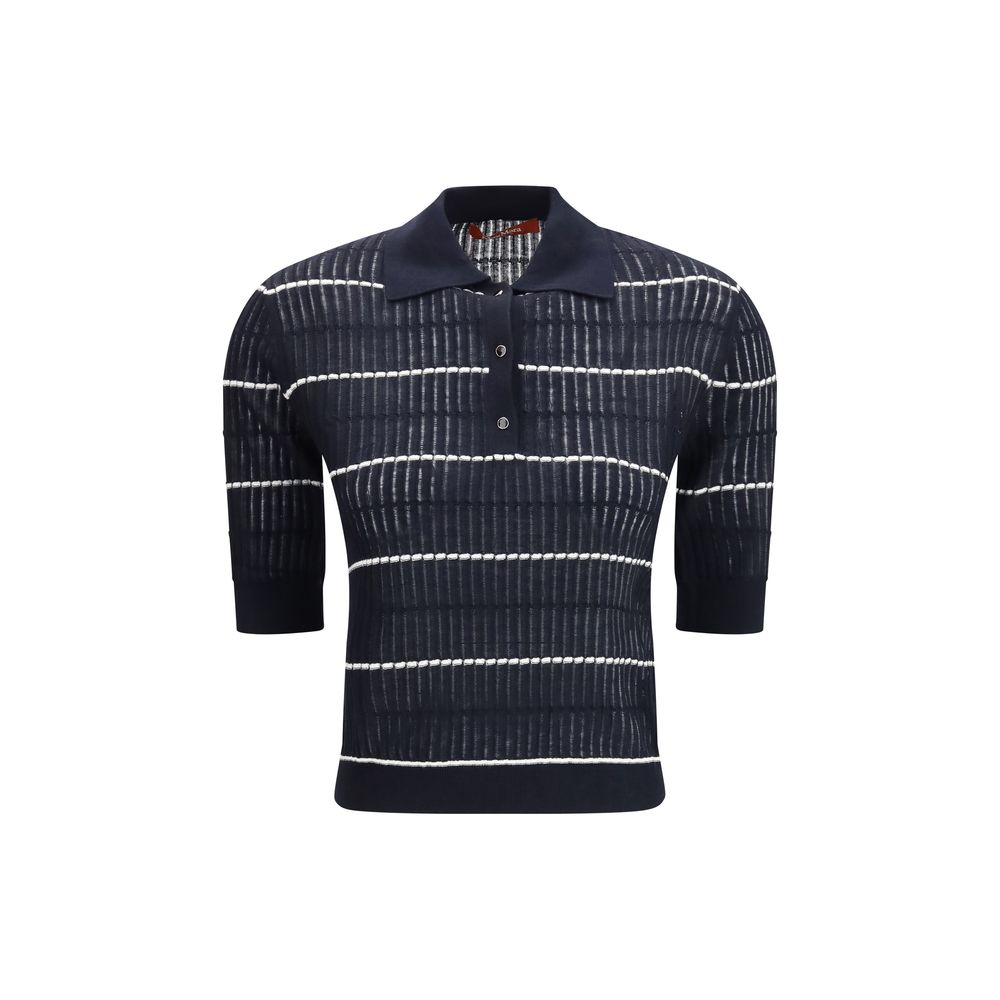 Blue Silk Polo Shirt - ventzia