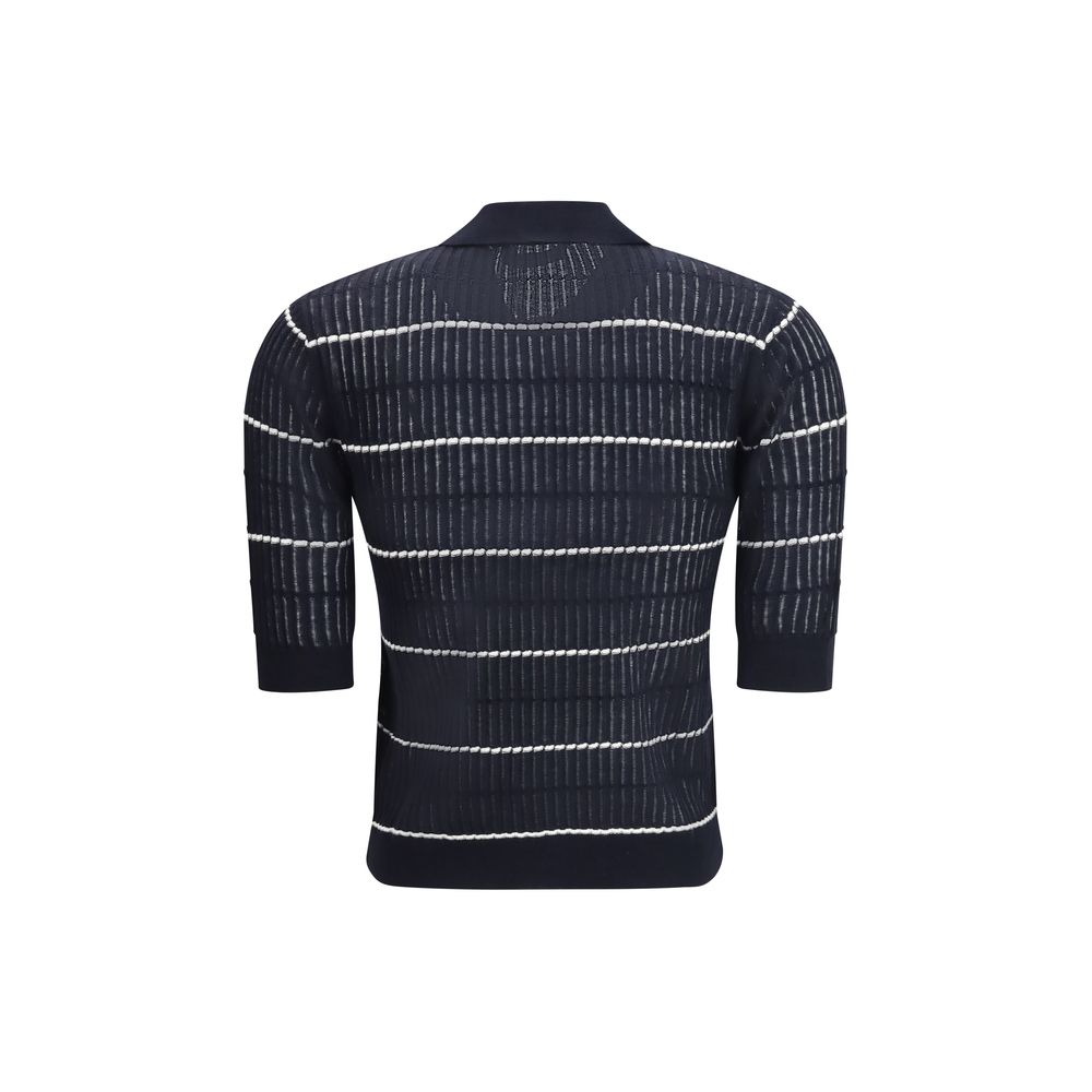 Blue Silk Polo Shirt - ventzia