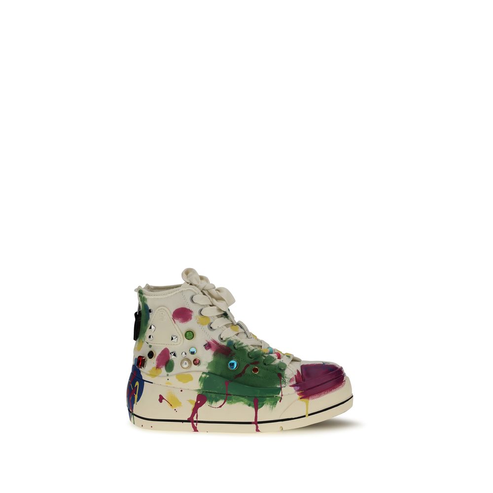 Multicolor Cotton High Top Sneakers - ventzia