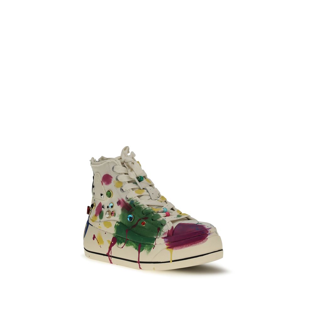 Multicolor Cotton High Top Sneakers - ventzia
