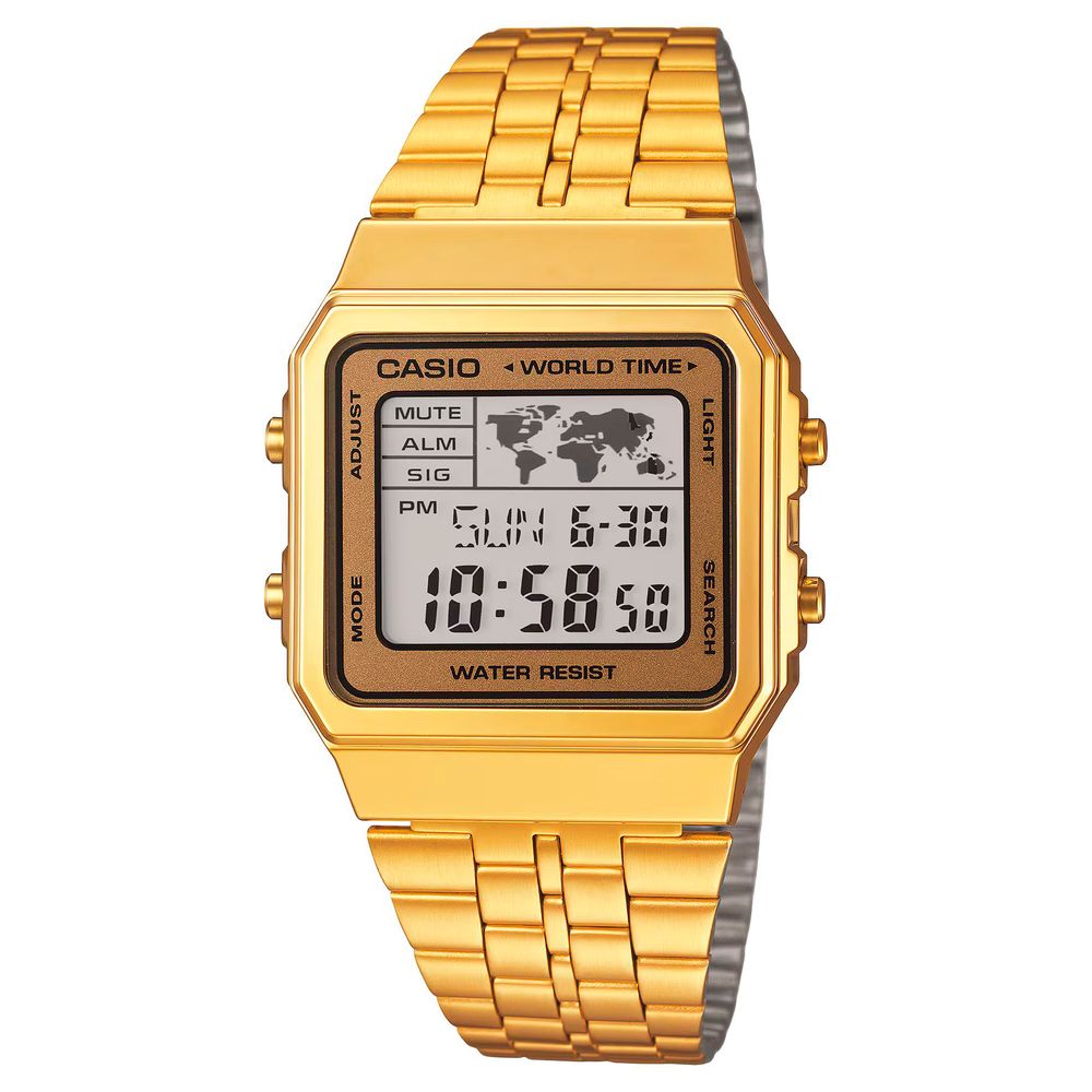 Gold Stainless Steel Digital Watch - ventzia
