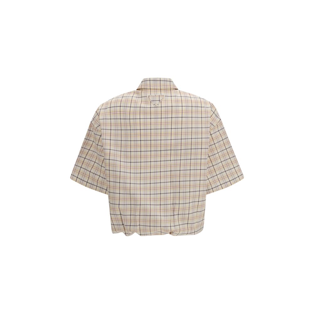 Beige Fabric Pattern Shirt - ventzia