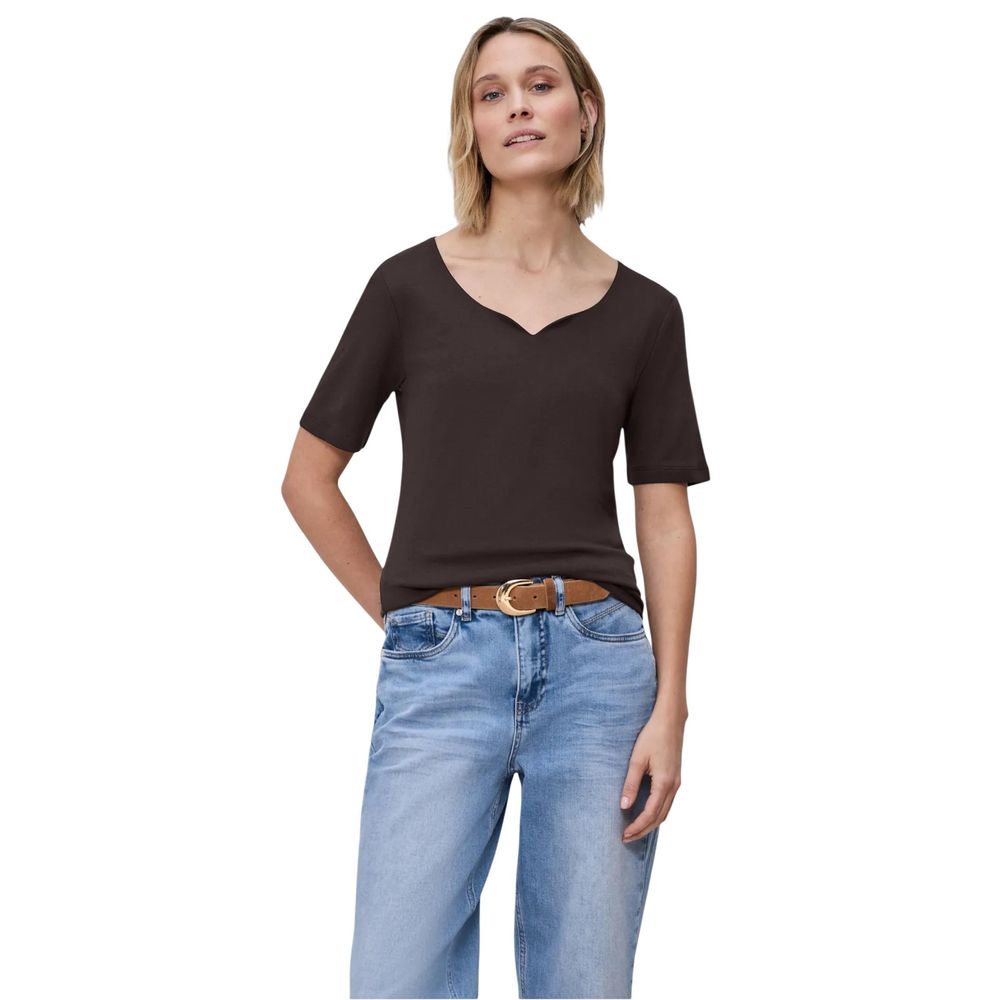 Brown Cotton Long Sleeve T-Shirt - ventzia