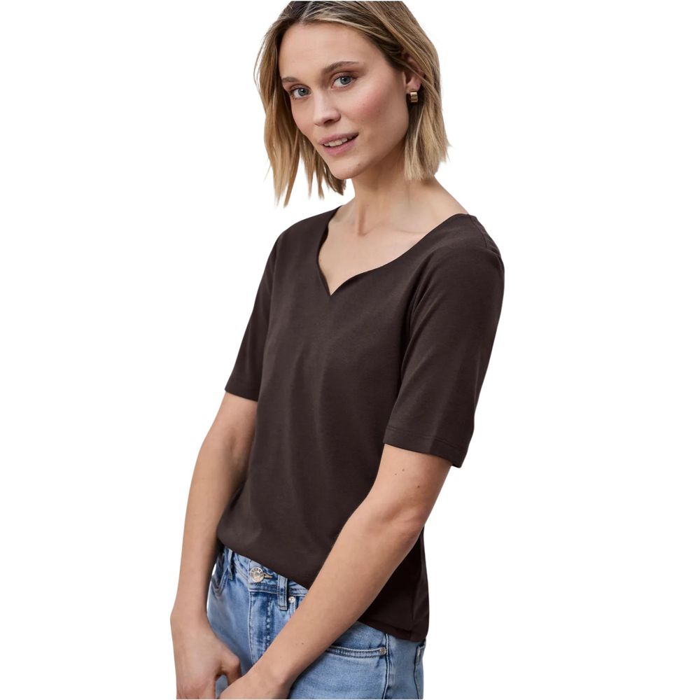 Brown Cotton Long Sleeve T-Shirt - ventzia