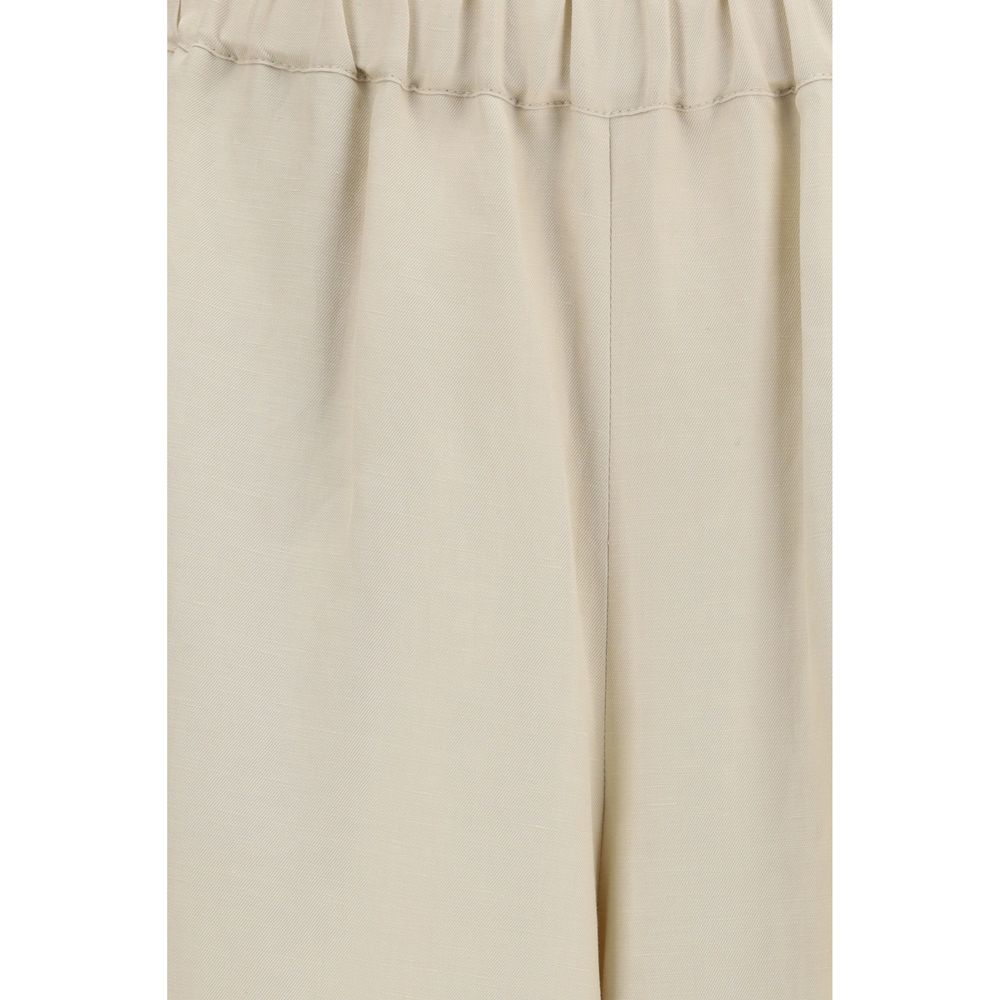 Beige Linen Casual Pants - ventzia