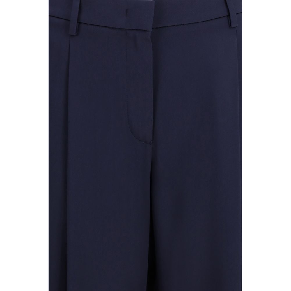 Blue Silk Casual Pants - ventzia