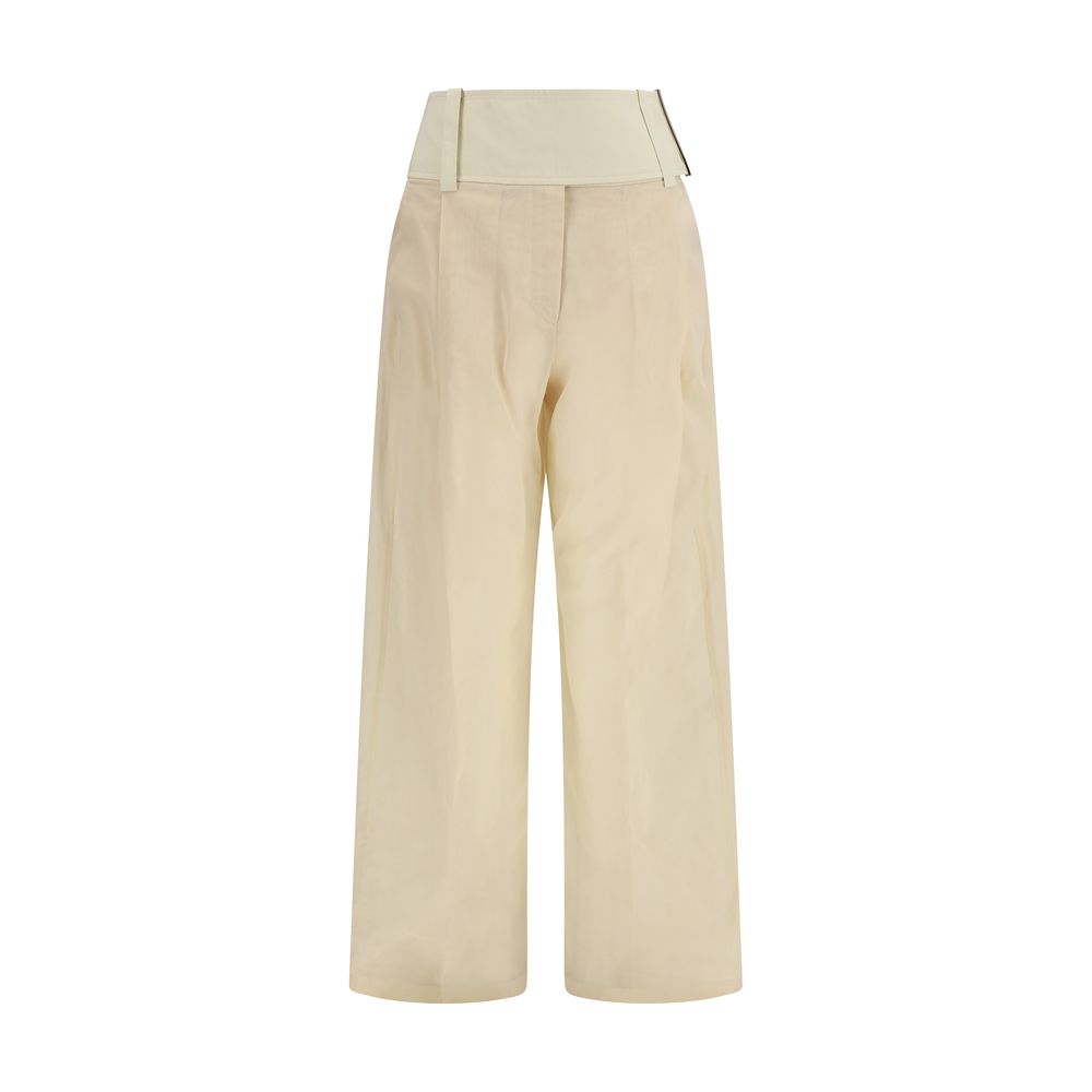 Beige Cotton Casual Pants - ventzia