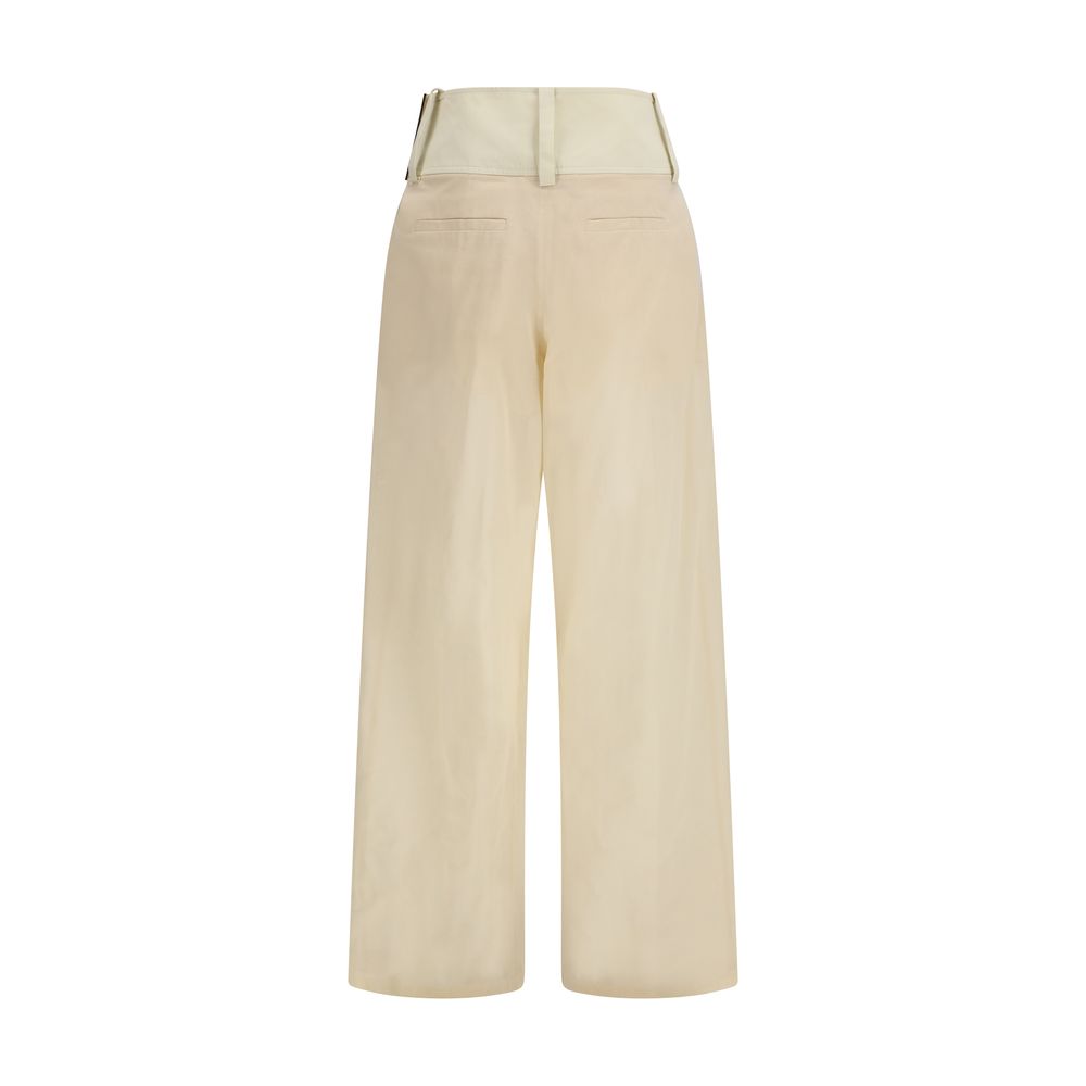 Beige Cotton Casual Pants - ventzia