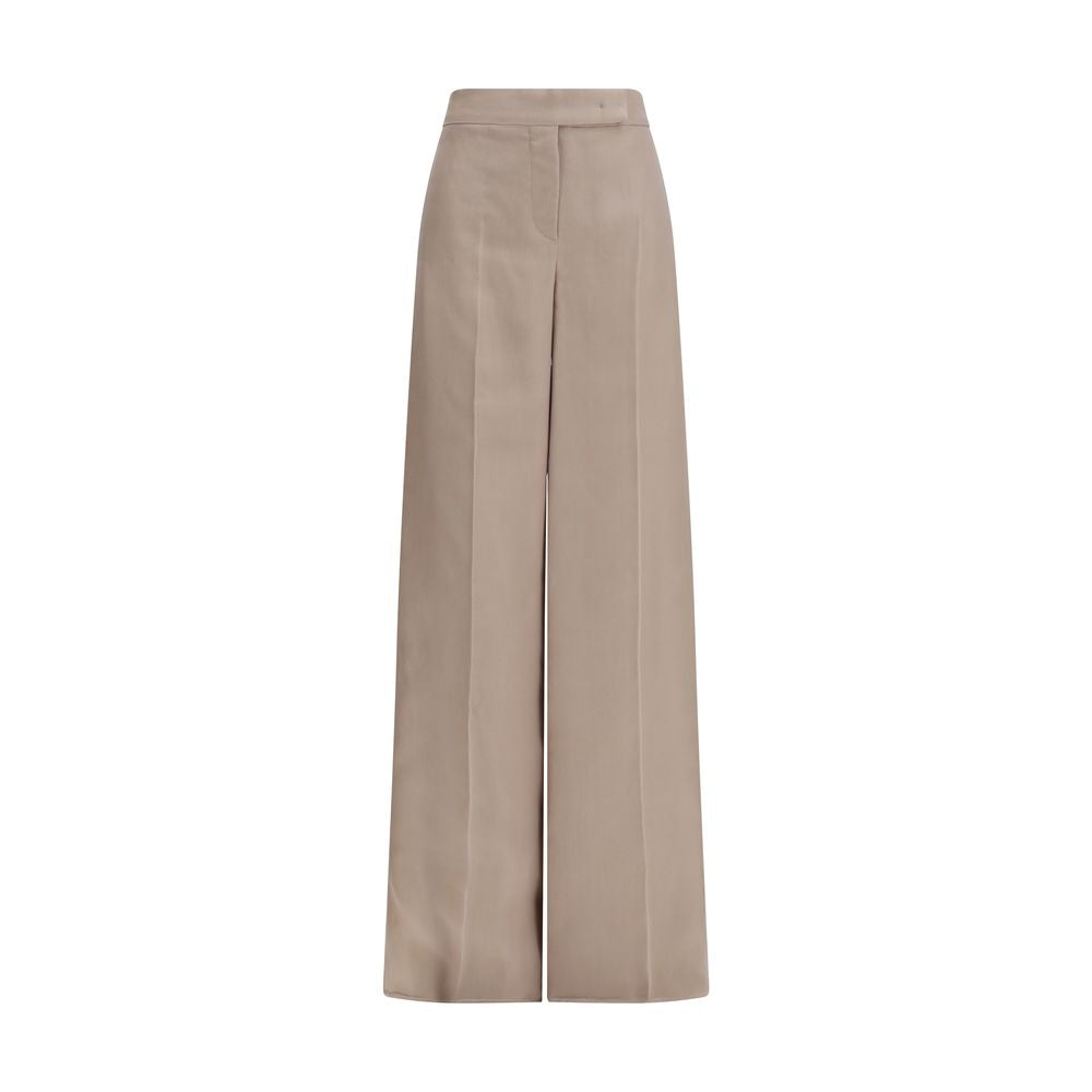 Beige Silk Casual Pants - ventzia