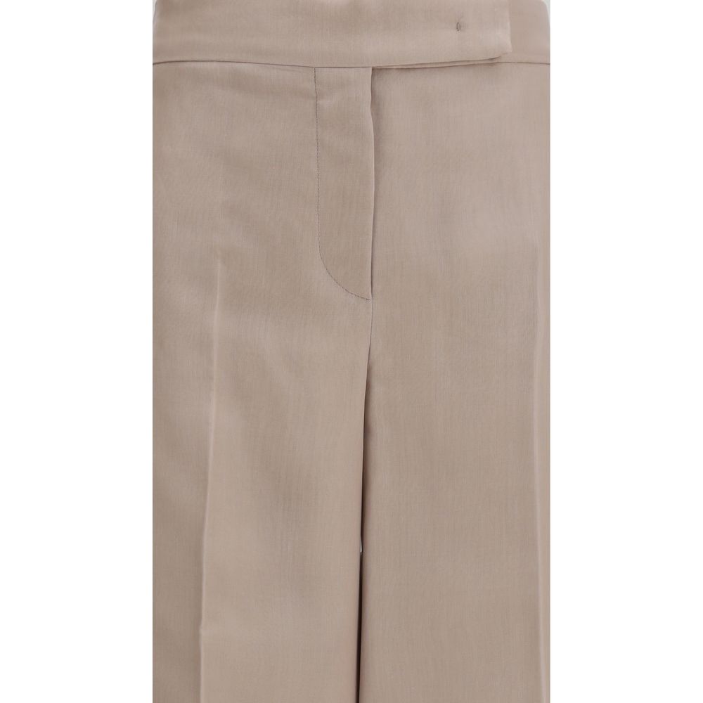 Beige Silk Casual Pants - ventzia