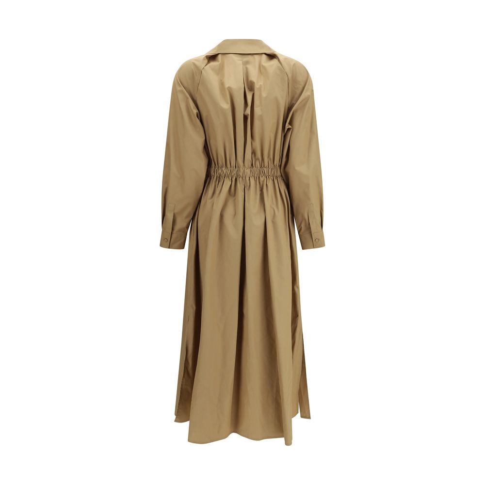 Beige Cotton Casual Dress - ventzia