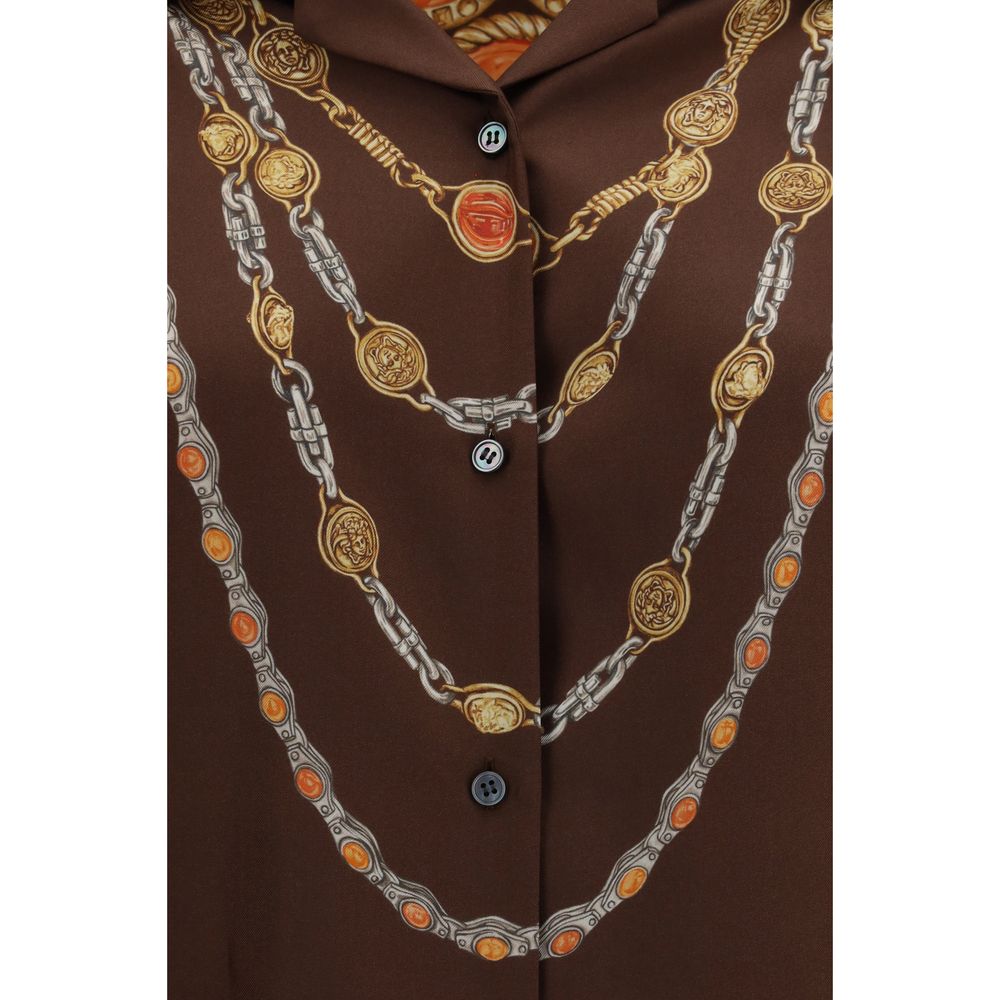 Brown Fabric Pattern Shirt - ventzia