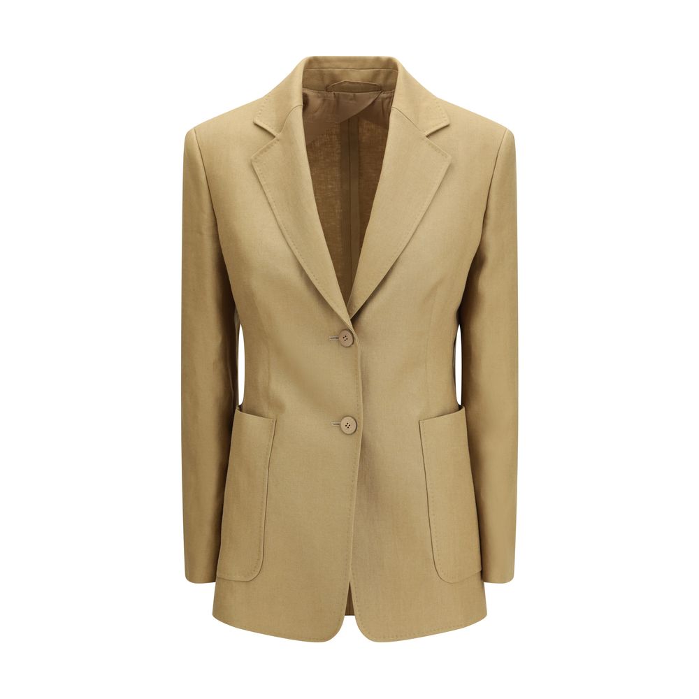 Beige Linen Jackets And Coat - ventzia
