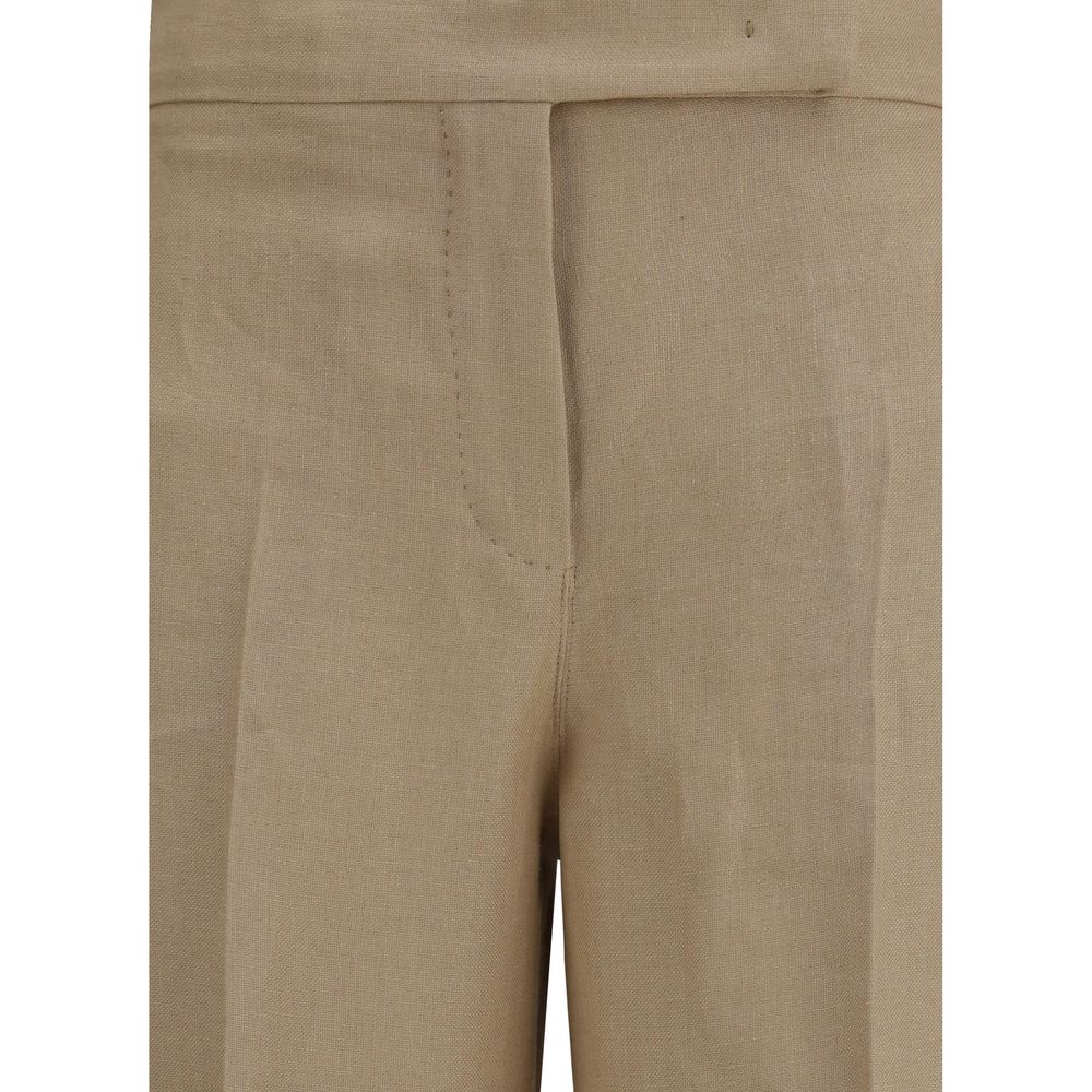 Beige Linen Casual Pants - ventzia