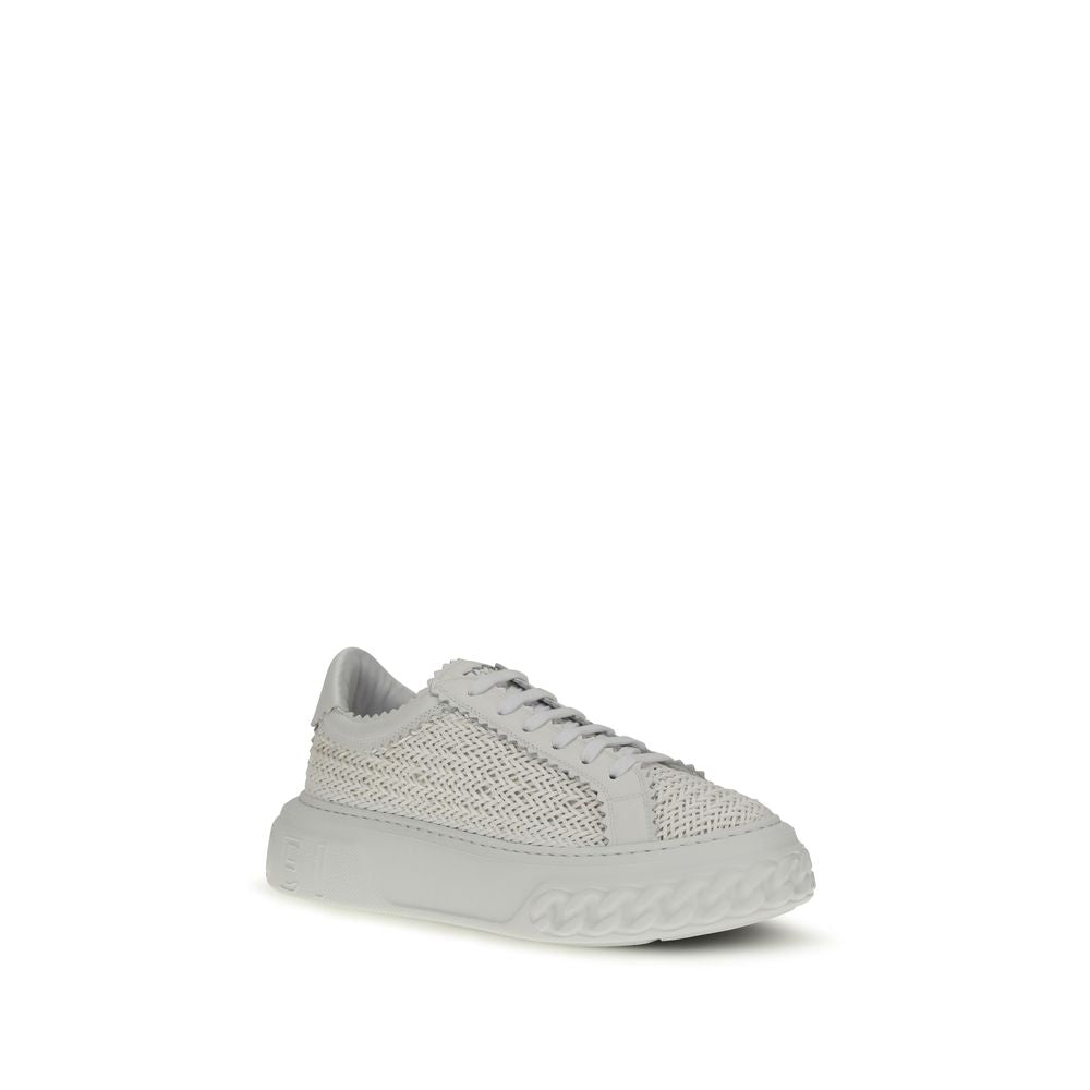 White Calf Leather Bos Taurus Chunky Sneakers - ventzia