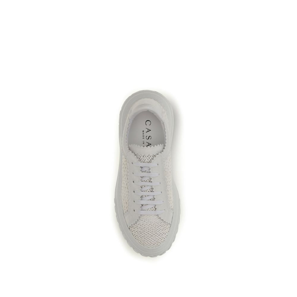 White Calf Leather Bos Taurus Chunky Sneakers - ventzia