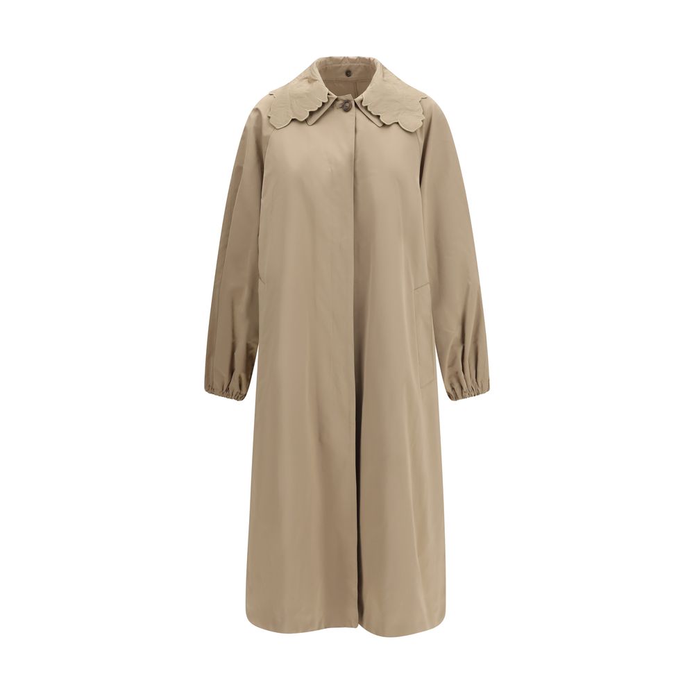 Beige Polyester Coat - ventzia