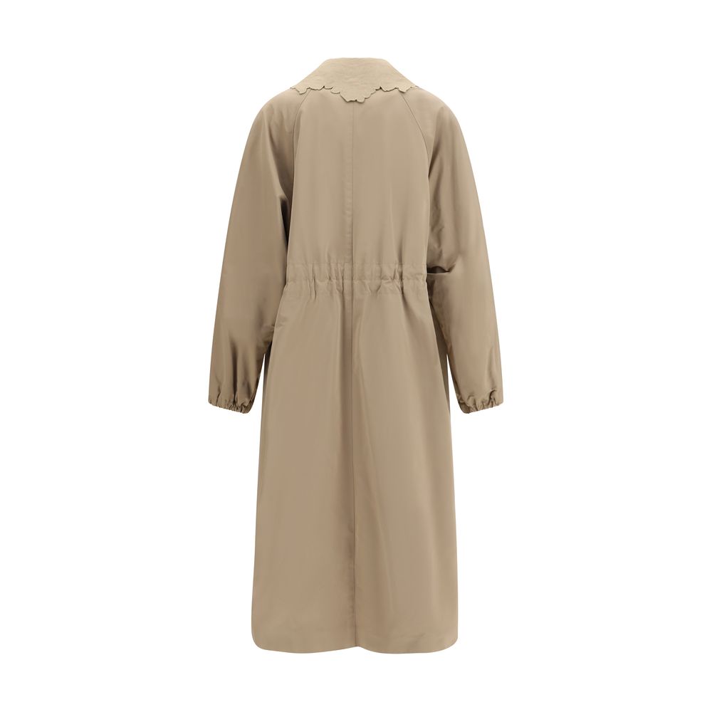 Beige Polyester Coat - ventzia