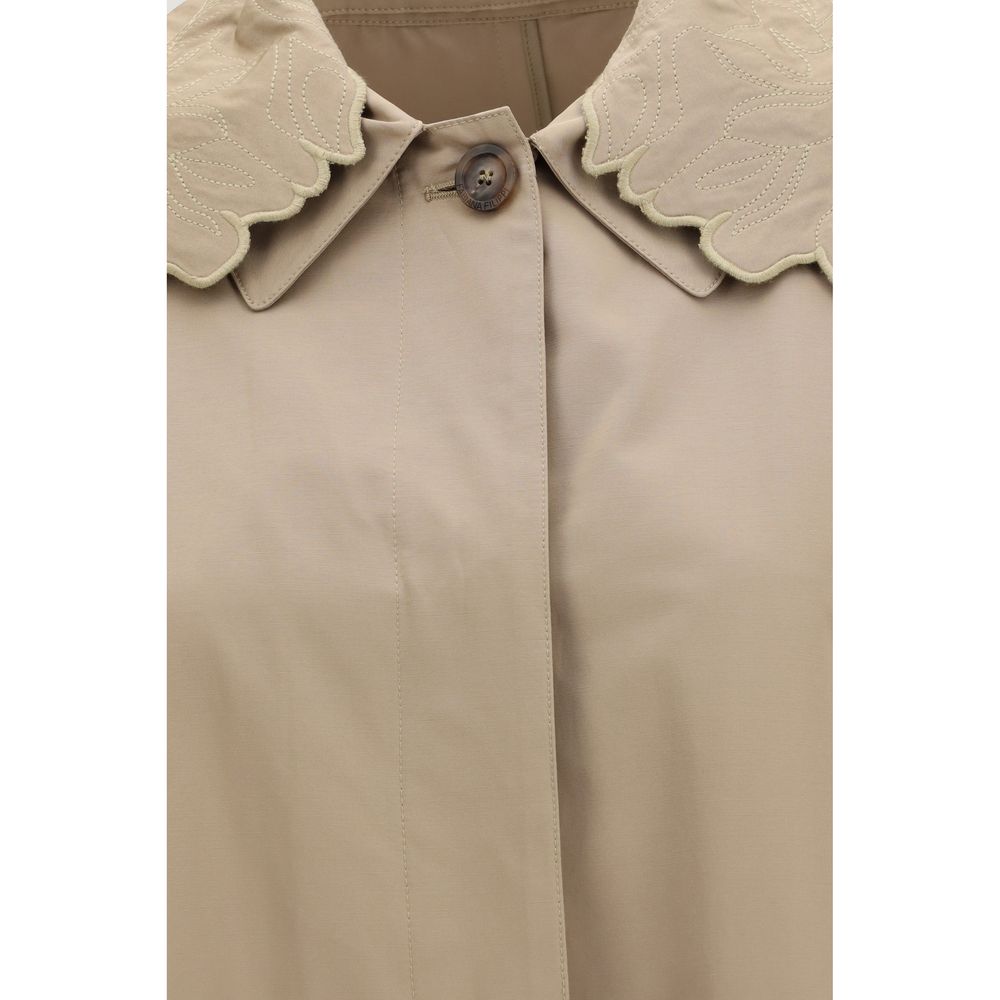 Beige Polyester Coat - ventzia